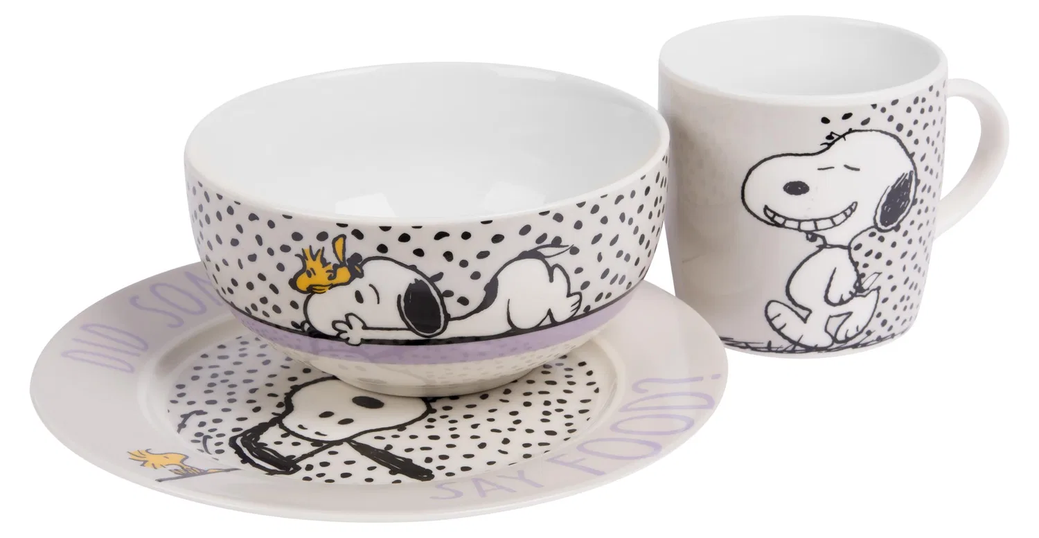 Набор детской посуды из 3 предметов Snoopy Did Someone Say Food United Labels, Белый — фото 2