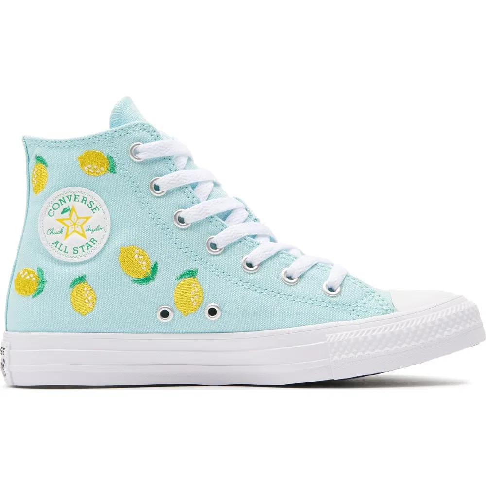 Детские кроссовки Chuck Taylor All Star High Top Converse, Blue/Lemon Print — фото 2