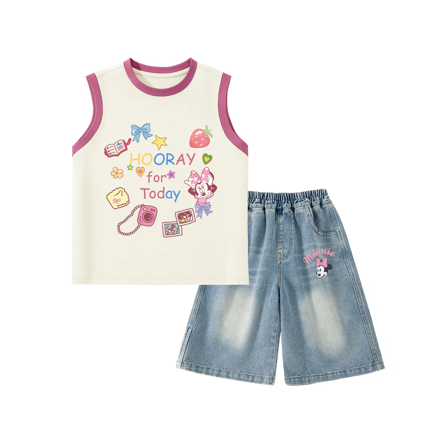 Детский спортивный костюм с круглым вырезом, тянущийся, Disney, Diverse Rose Red+Lifting Eye K Denim Blue