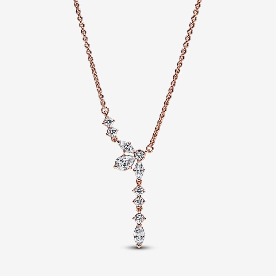 

Колье Pandora Sparkling Herbarium Cluster Drop, розовое золото
