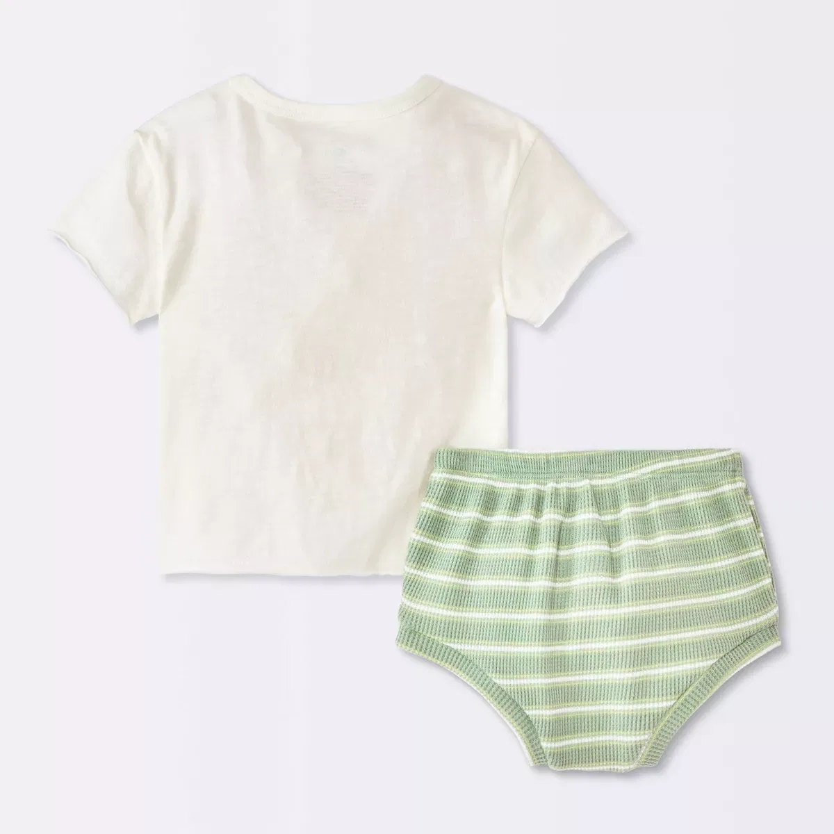 Детский комплект футболки и шорт-блумеров Striped Short Sleeve T-Shirt and Waffle Bloomer Set NEWBORN, Cream — фото 2