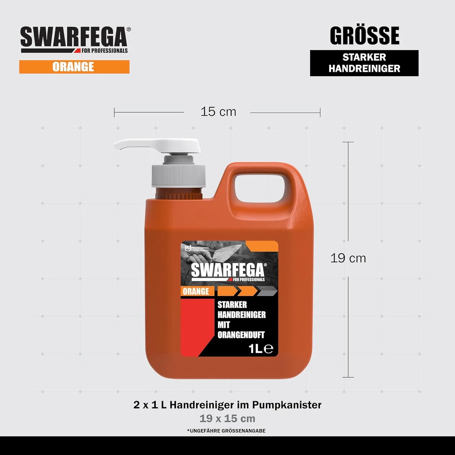 Средство для мытья рук Swarfega Orange 1L, 2 флакона с помпой, Оранжевый — фото 3