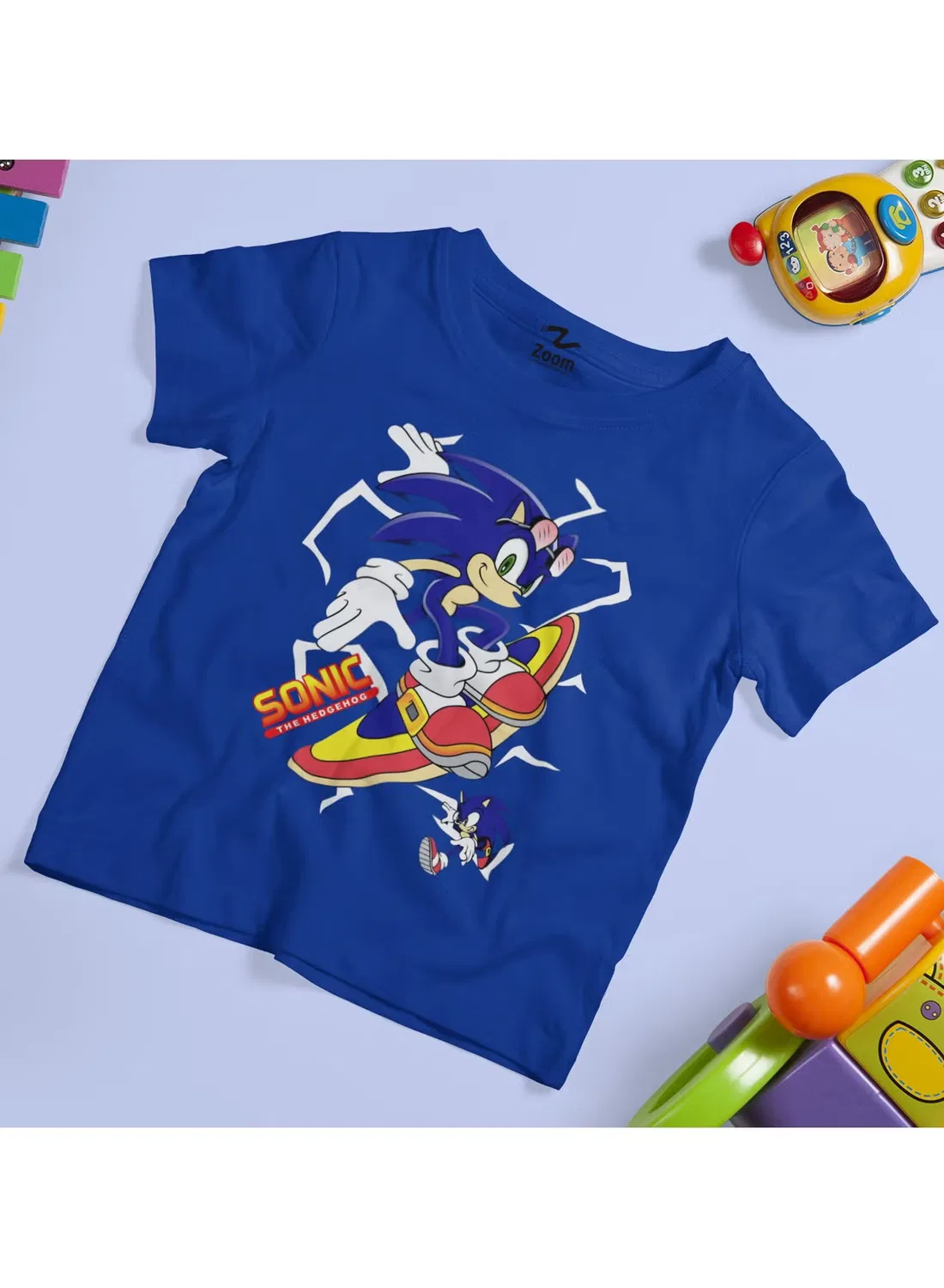 Футболка с принтом Sonic Hedgehog Voltage Zoom, синяя