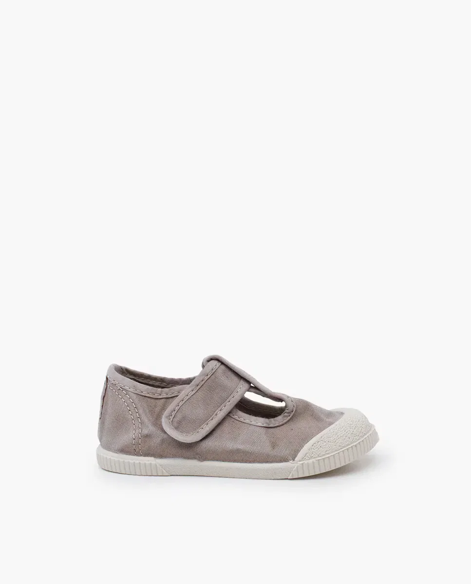Детские босоножки-пепитос из парусины с мыском Pisamonas, Gris