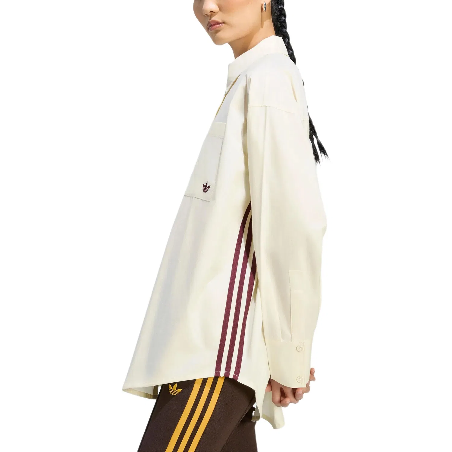 Женская рубашка с воротником-стойкой Adidas Originals, Ivory — фото 4