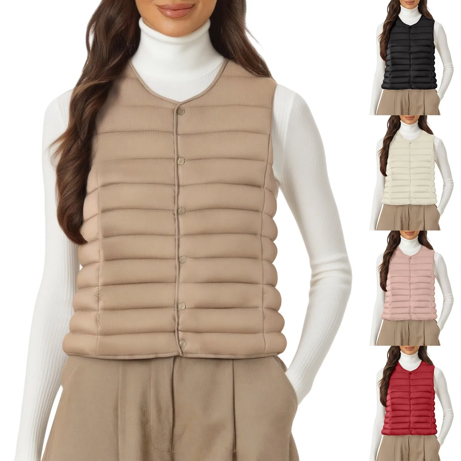 Женский безрукавный жилет из флиса с принтом Badywarmer, 6# Beige