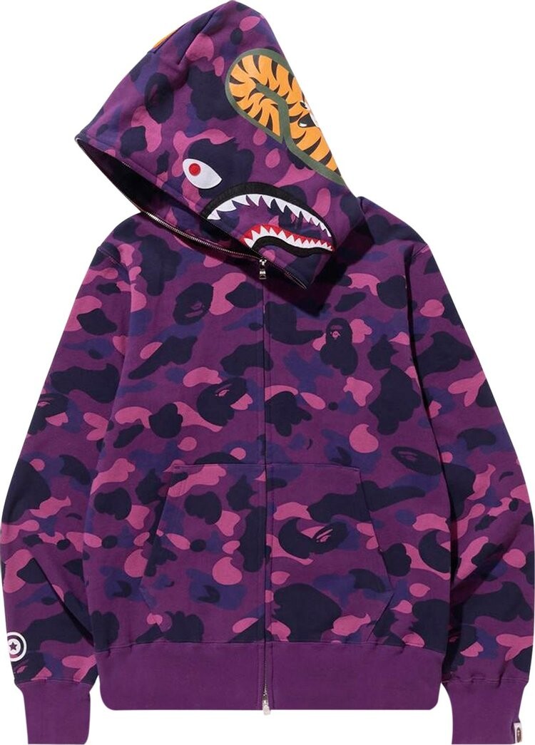 Худи BAPE Color Camo Shark Full Zip Hoodie 'Purple', фиолетовый — фото 3