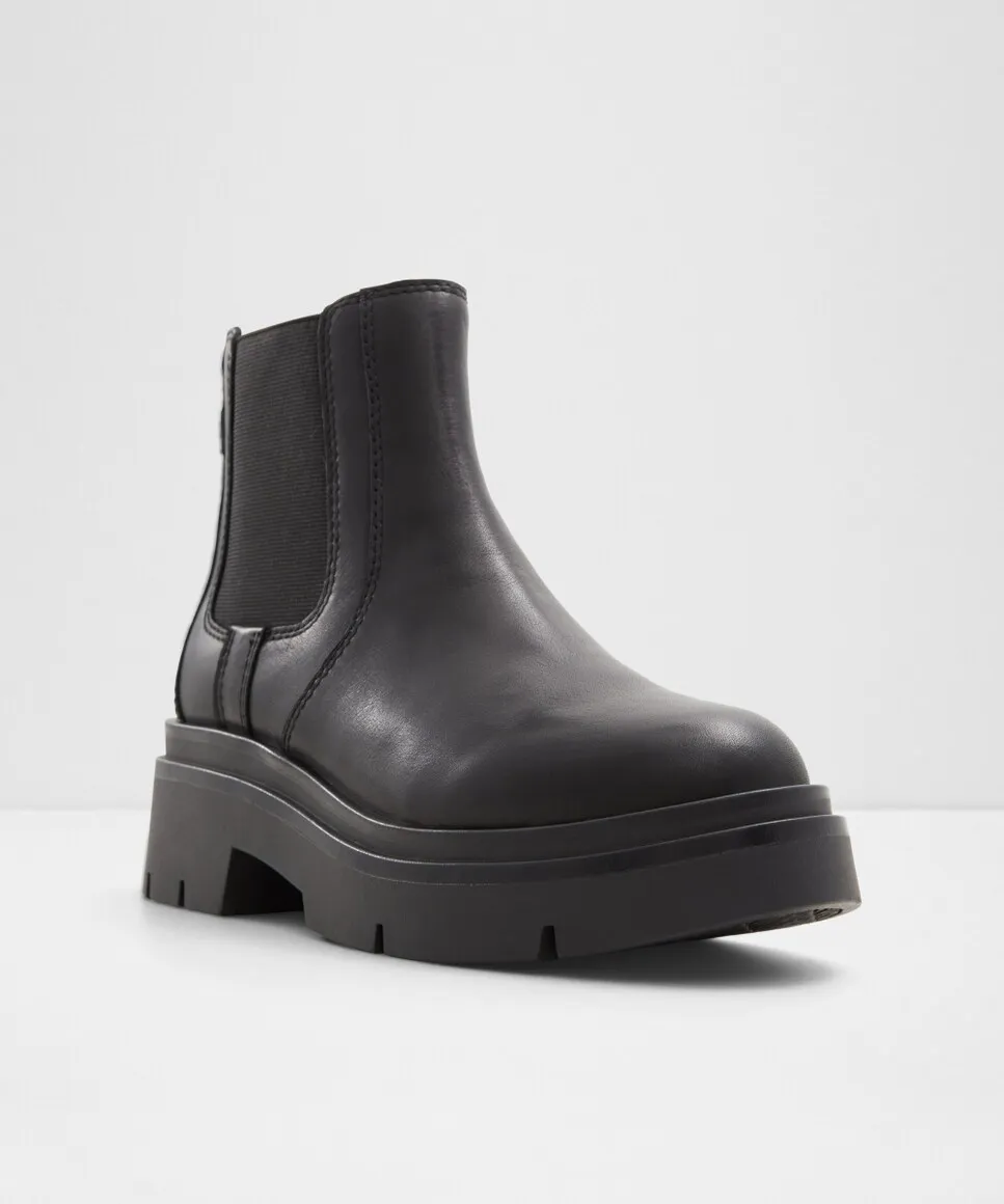Женские кожаные ботильоны с округлым носком Aldo, черный — фото 4