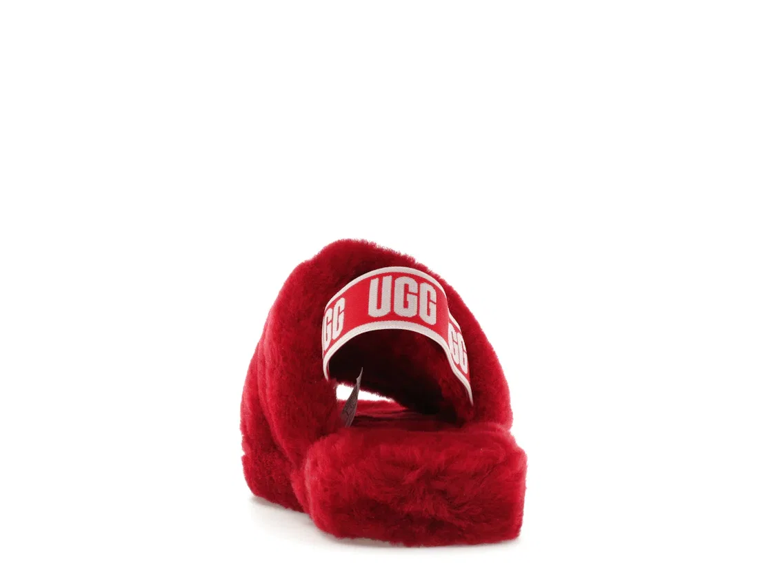 Детские шлепанцы с принтом UGG Fluff Yeah Slide, Ribbon Red — фото 4