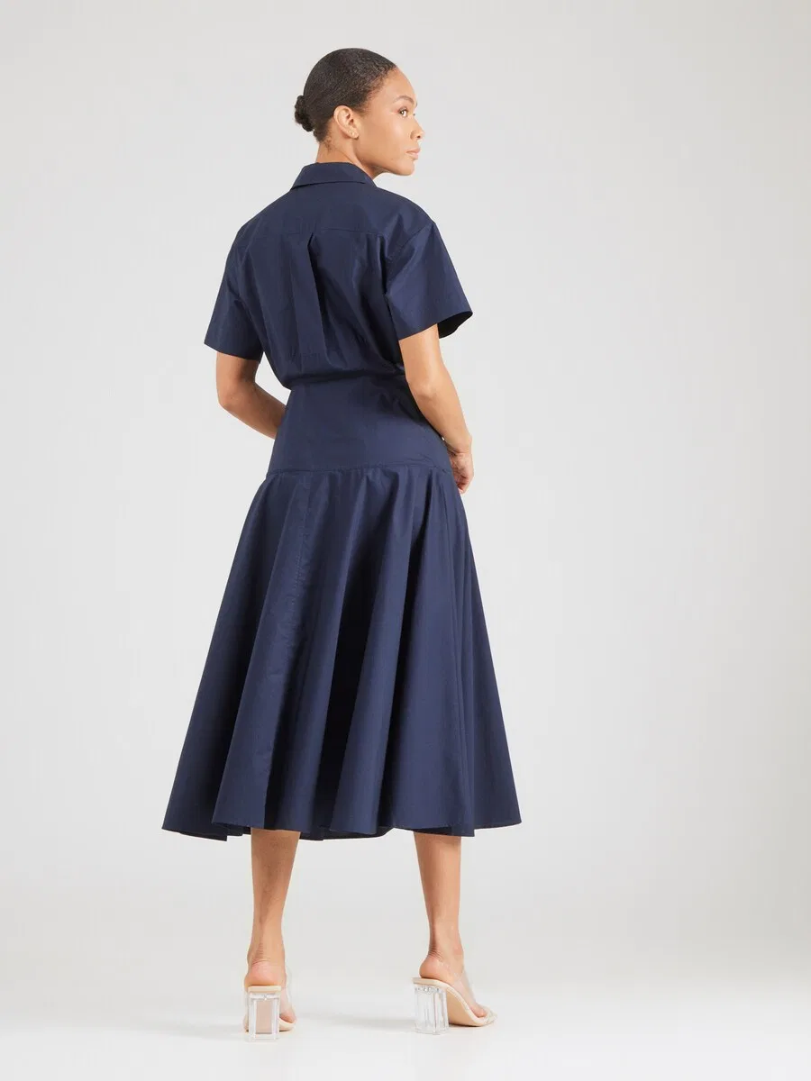 Платье-рубашка TOMMY HILFIGER 'Fit And Flare Midi', темно-синее — фото 4