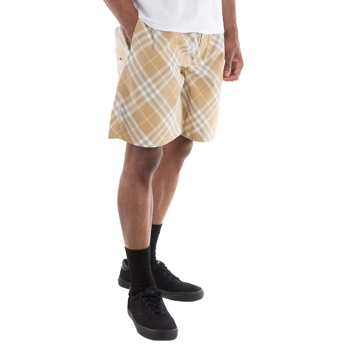 Шорты с принтом в клетку Check Pattern Belted Waist Burberry, Flax Ip Check — фото 3