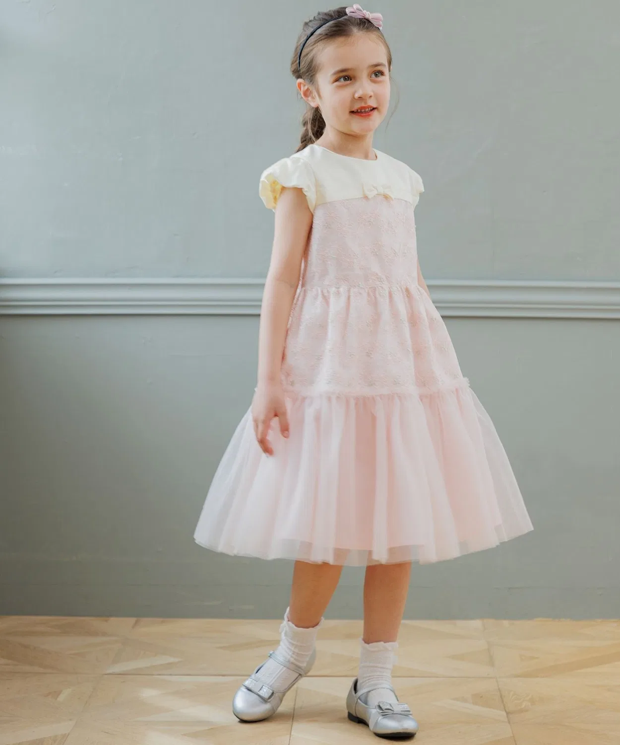 Детское платье из тюля Blossom Kumikyoku KIDS, Розовое — фото 3