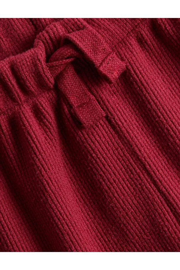 Детские джоггеры для девочек хлопковые 3-предметный набор 3-Piece waffle jogger pants Marks & Spencer, Burgundy — фото 2