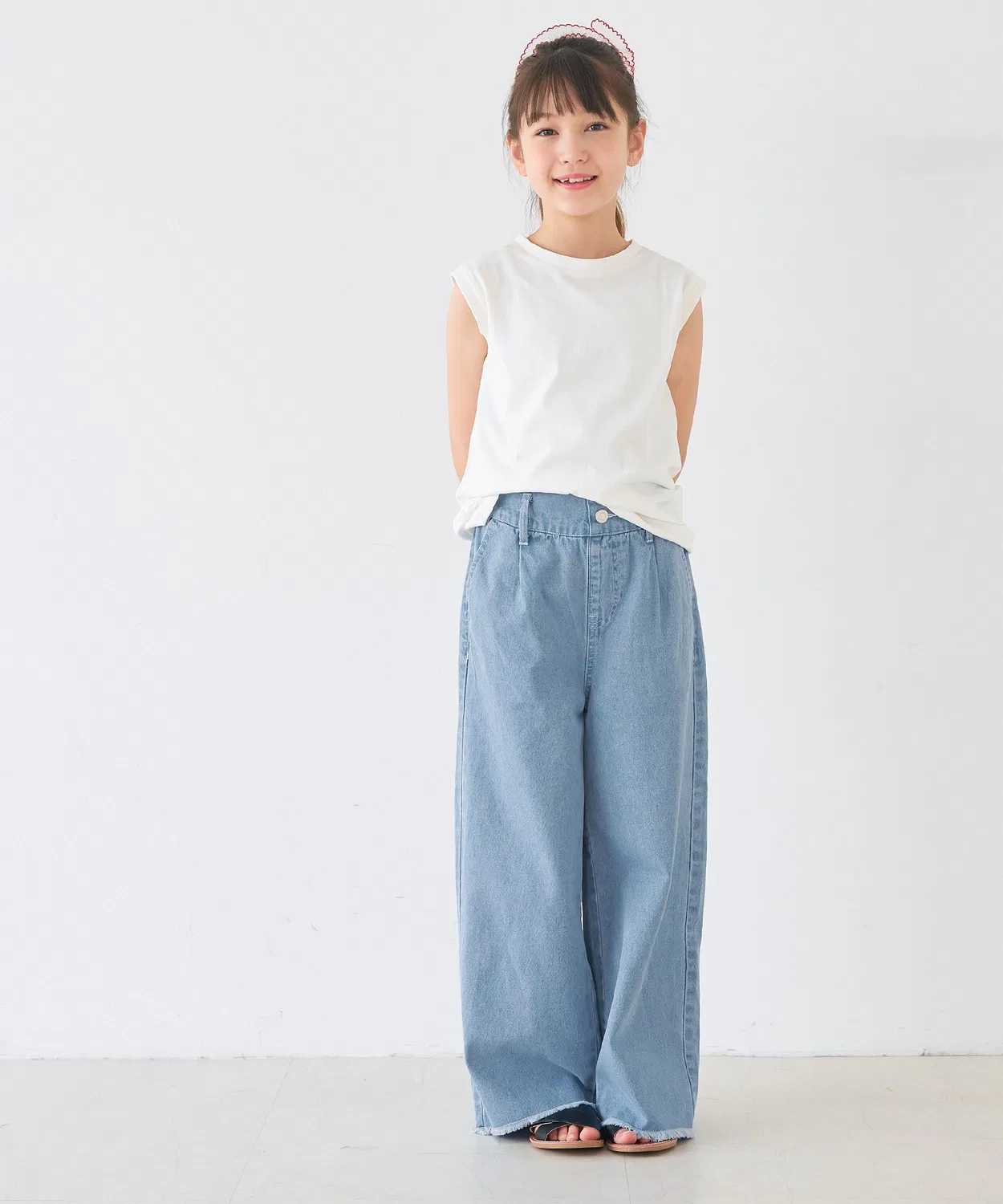 Coca（coca） Детские джинсы с высокой посадкой, широкие, модель Straight, coca, Light Blue