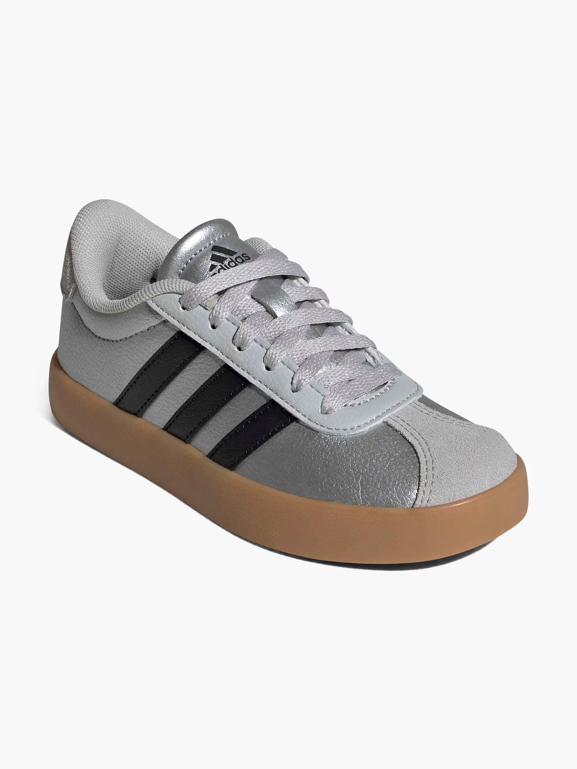 Детские кроссовки с шнуровкой Adidas VL COURT 3.0 K, серебристый — фото 2