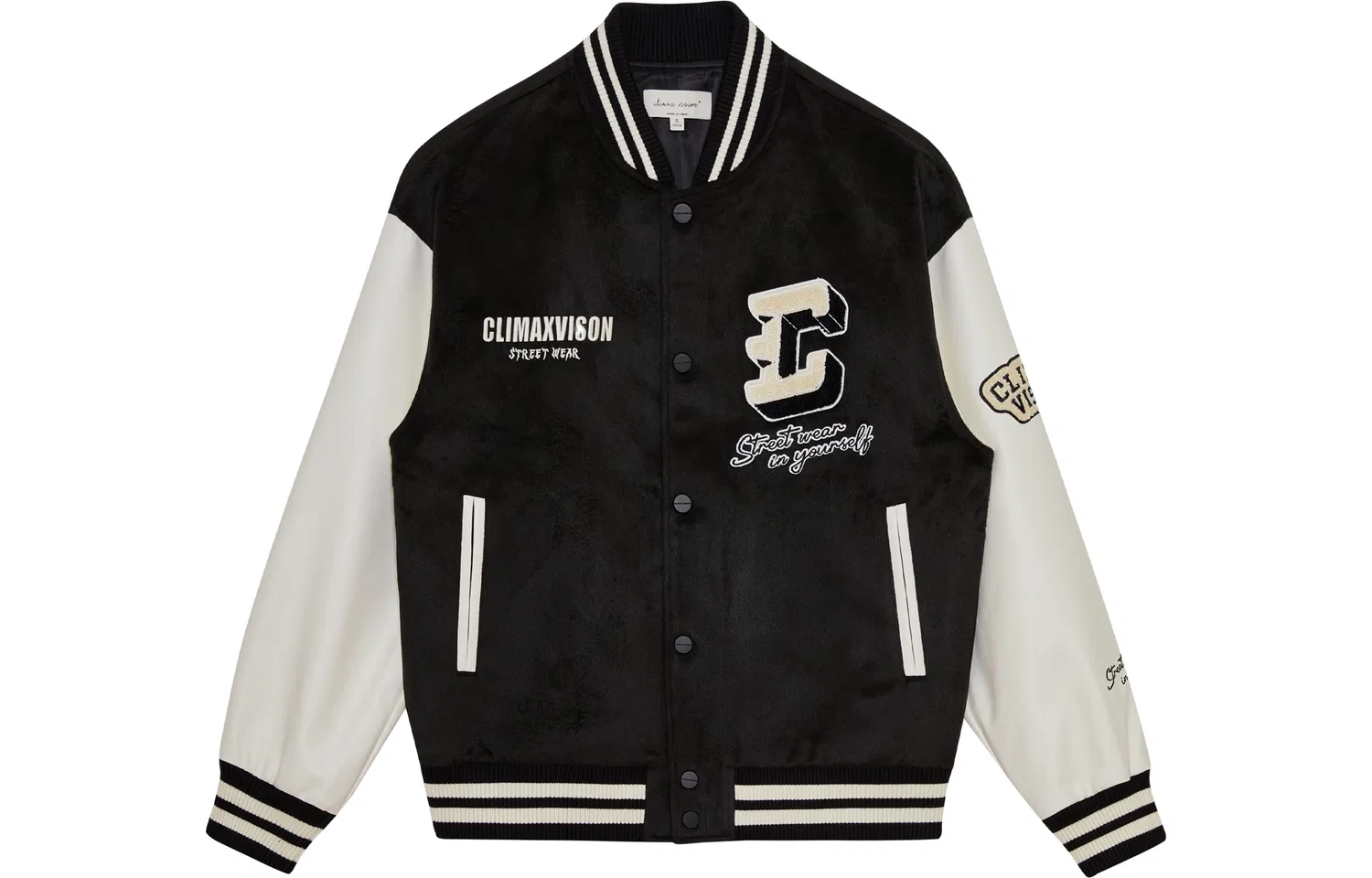 Детская бейсбольная куртка с воротником, прямого кроя, Baseball Jerseys, CLIMAX VISION, Beige & Black — фото 4