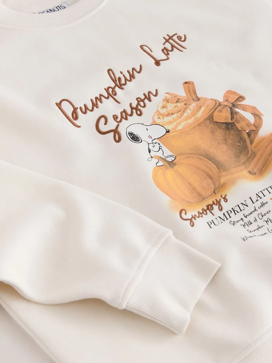 Толстовка Next 'Pumpkin Latte Snoopy Licence' цвета экрю — фото 4