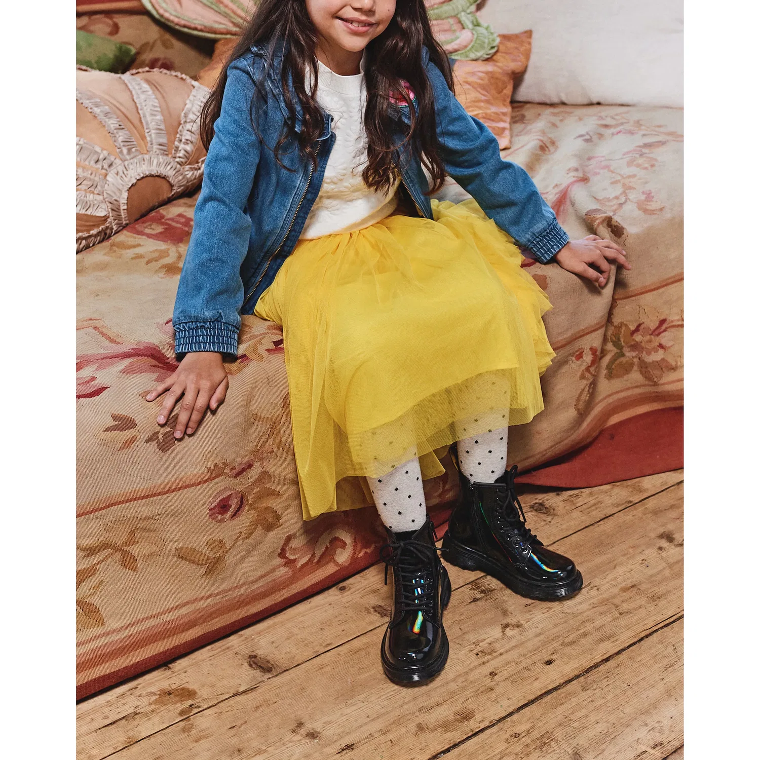 Детские ботинки Dr. Martens Junior 1460 на шнуровке, лакированная кожа, Black — фото 2
