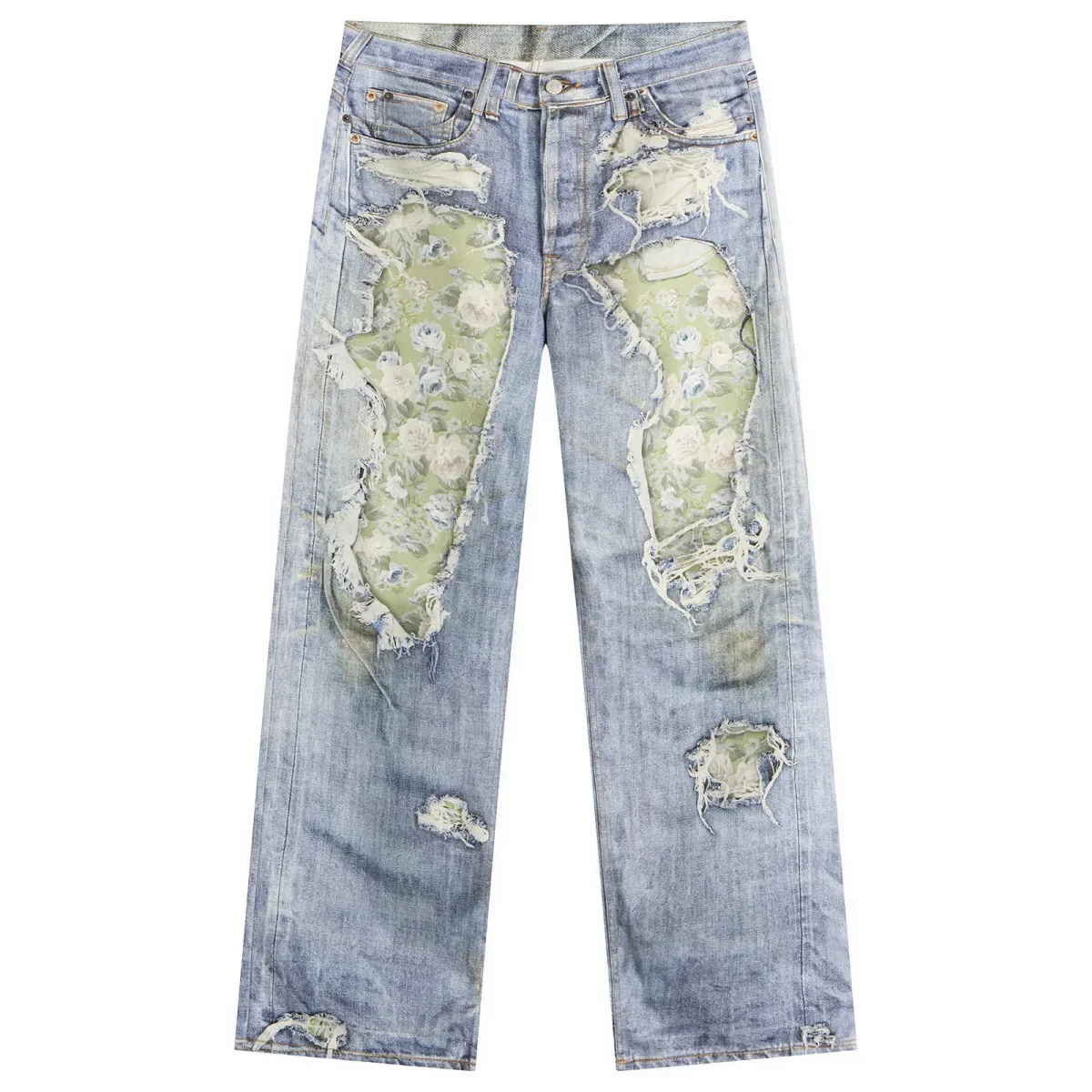 Джинсы свободного кроя с принтом 1981 Rose Print Acne Studios, Blue/Green
