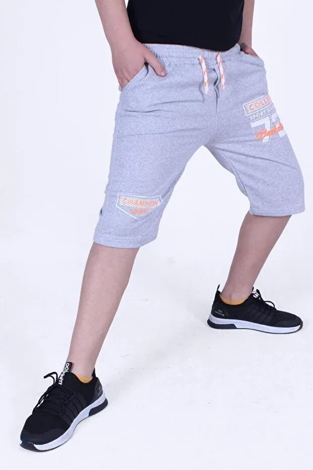 Детские шорты для мальчиков с принтом Champion spirits text printed wide leg detailed Panio Kids, Gray