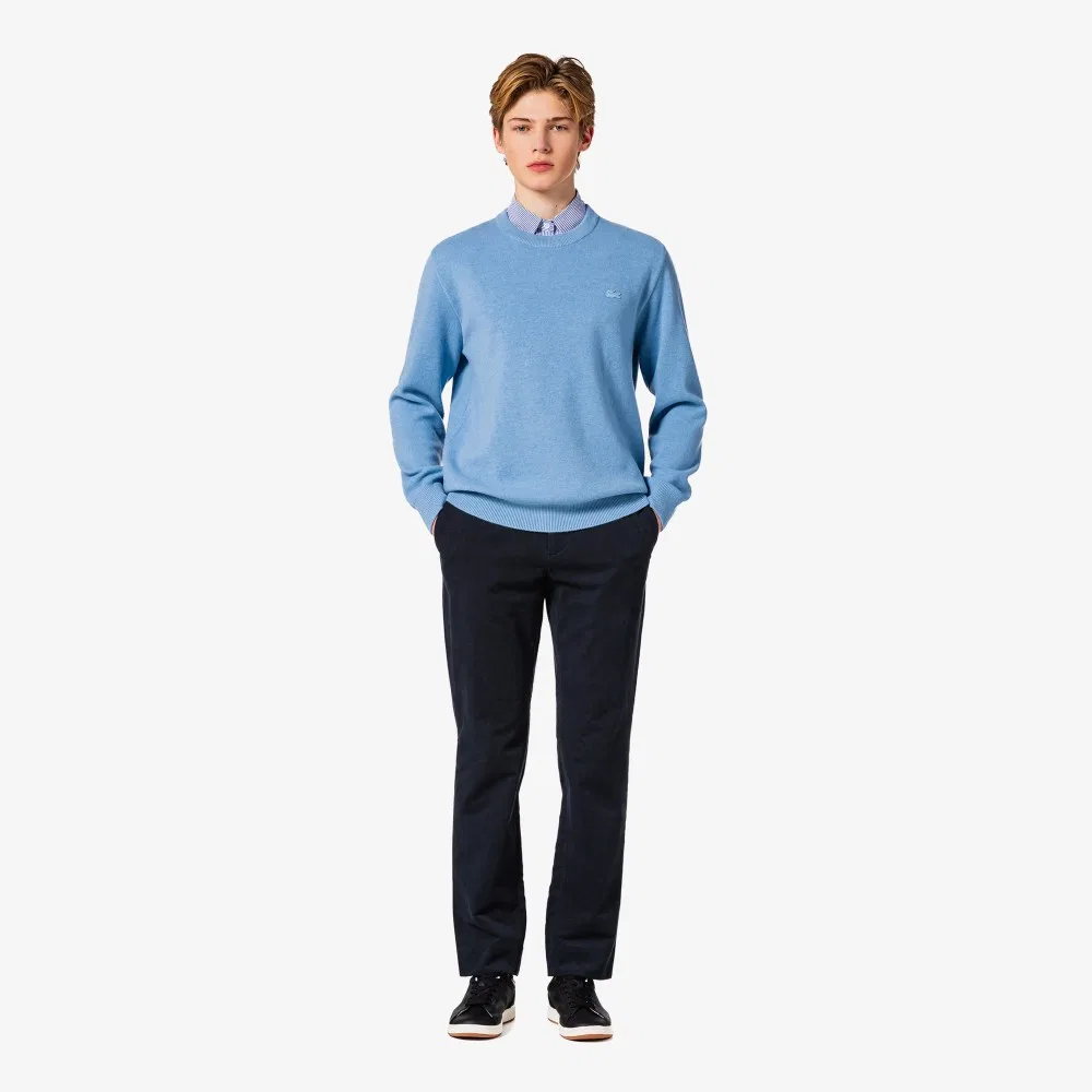 Мужские утеплённые брюки в рубчик тёмно-синие от Lacoste — фото 4