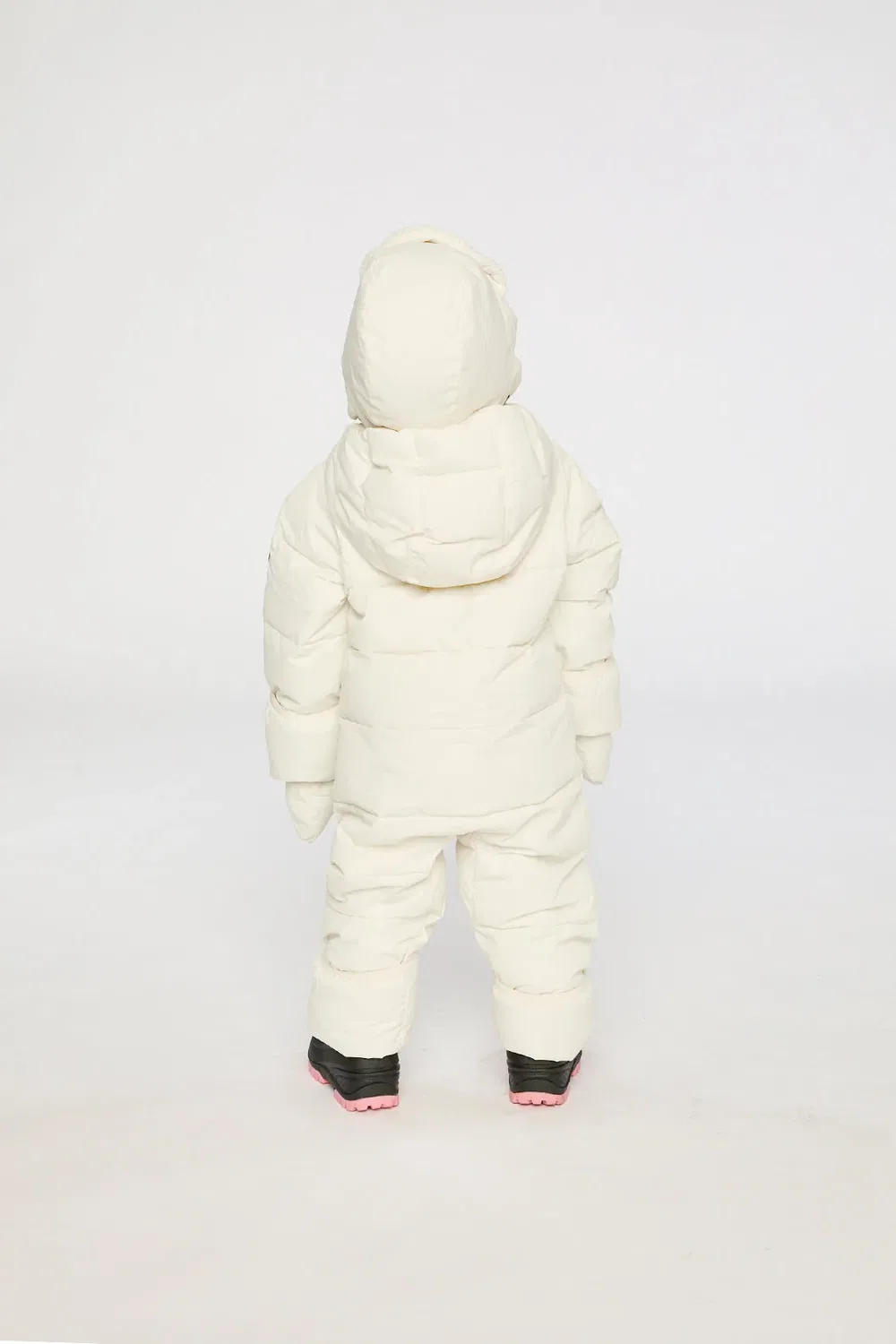 Детский зимний комбинезон утепленный с капюшоном Baby Cloud Deux par Deux, Off-White — фото 4