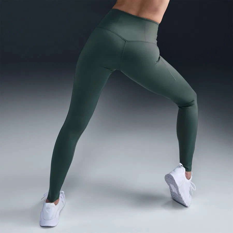 Спортивные леггинсы с высокой посадкой и карманами Go Firm-Support High-Waisted With Pockets Running Nike, Зеленый — фото 3