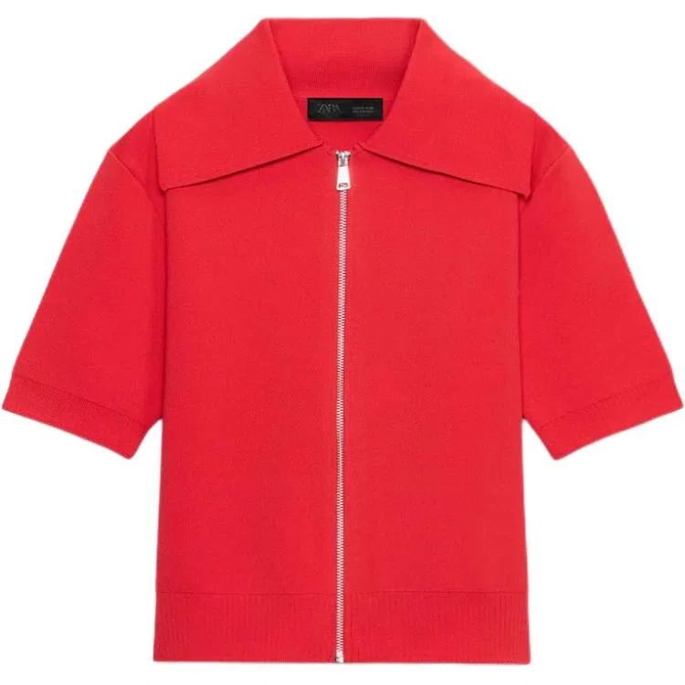 Женский джемпер с отложным воротником Red ZARA, Red