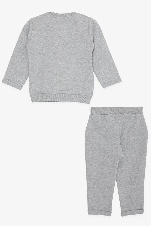 Детский комплект спортивного костюма для девочек с принтом Breeze, Light Gray Melange — фото 2