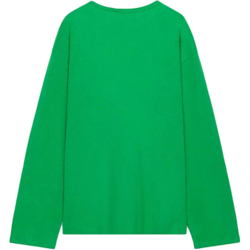 Женская футболка с круглым вырезом Green ZARA, Green — фото 3
