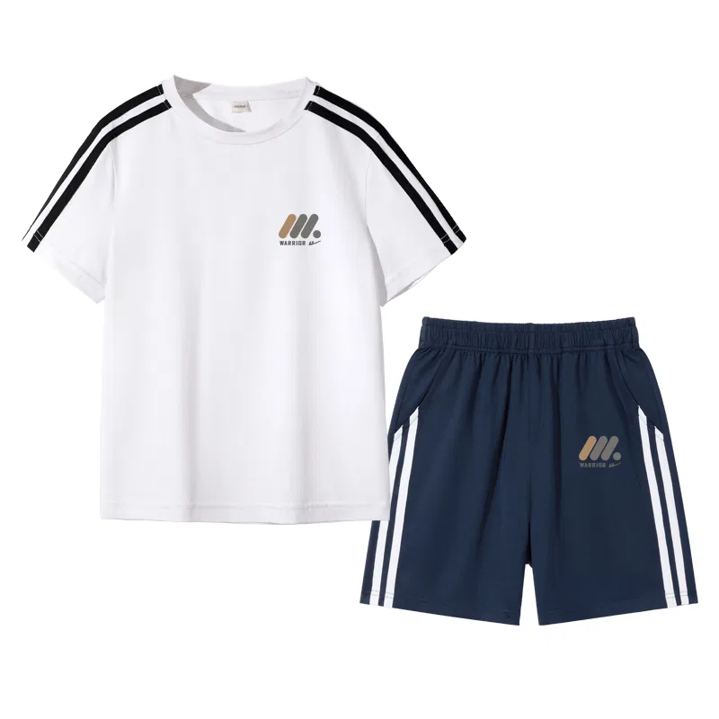 Детский спортивный комплект с принтом, Casual Sportswear, WARRIOR, White/H Three Round-Shaped Column Logo K-Navy Blue/H Three Round-Shaped Column Logo K