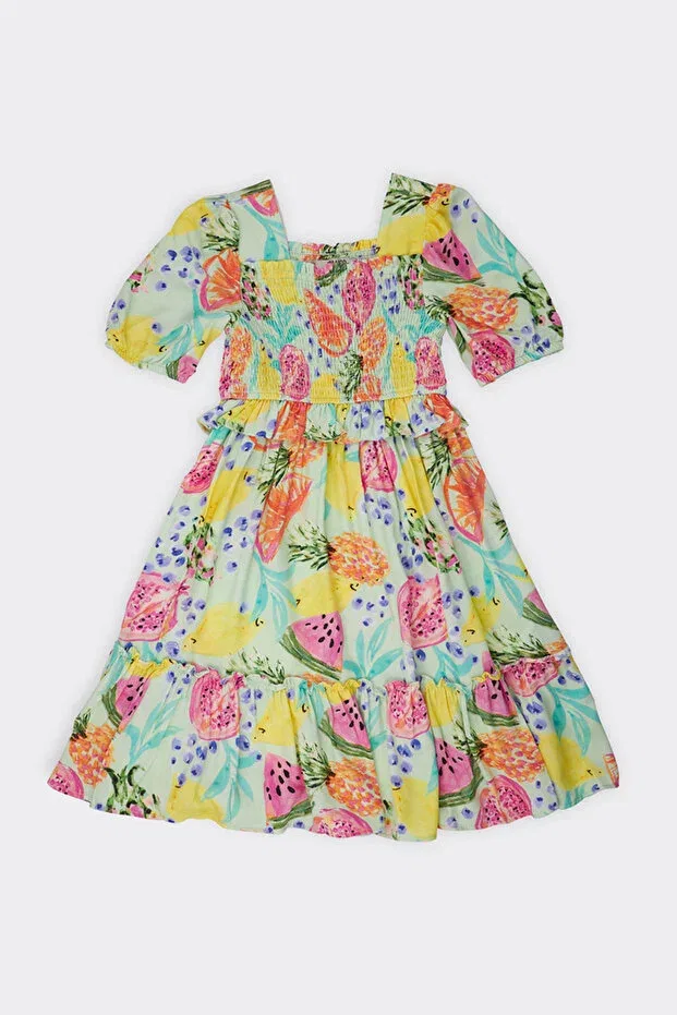 Детское платье для девочек с принтом Fruit patterned Mint Panço, 025-Mint — фото 4