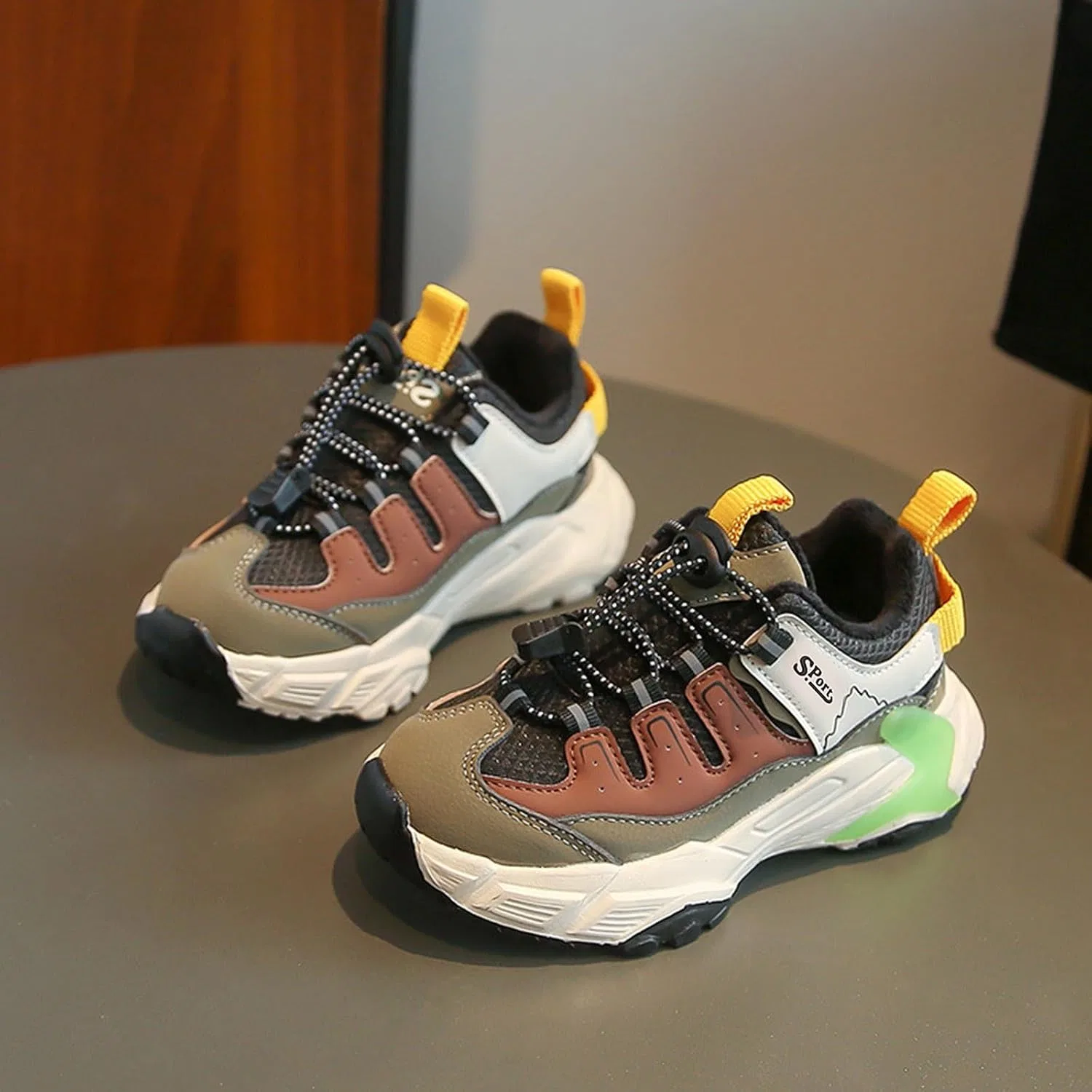 Детские кроссовки для девочек с принтом Mesh Breathable Sports Sneakers, Brown — фото 3