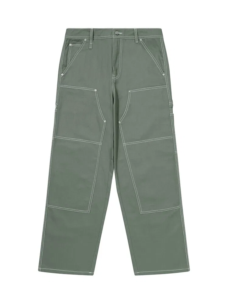 Брюки прямого кроя Double Knee Cotton Workpants SUPERDRY, Khaki — фото 3