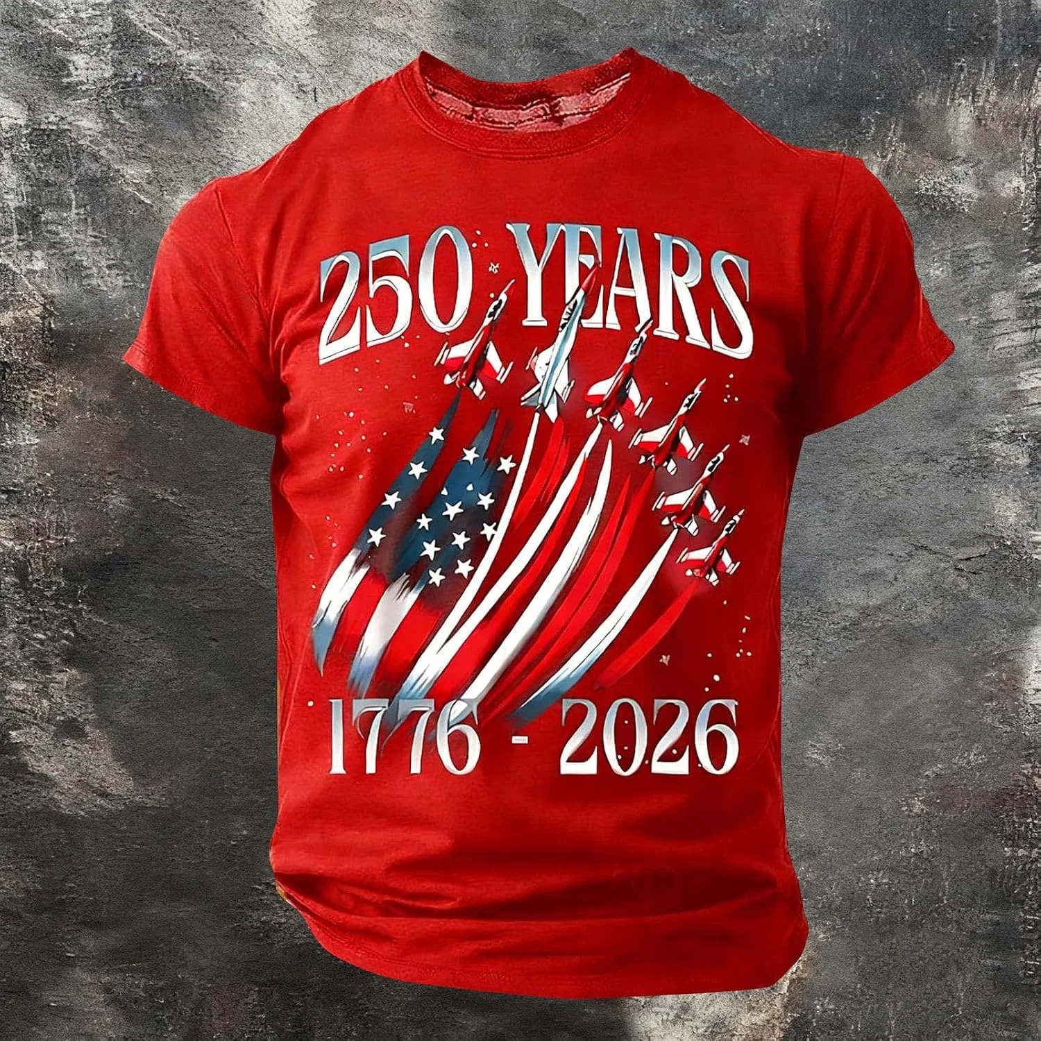 Мужская футболка с американским флагом 250th Anniversary, Red — фото 2