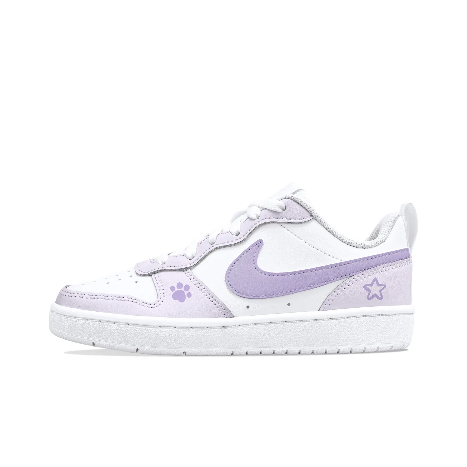 Детские кроссовки для скейтбординга с принтом Nike Court Borough, White Purple (Taro Paste Cat Claw) — фото 3