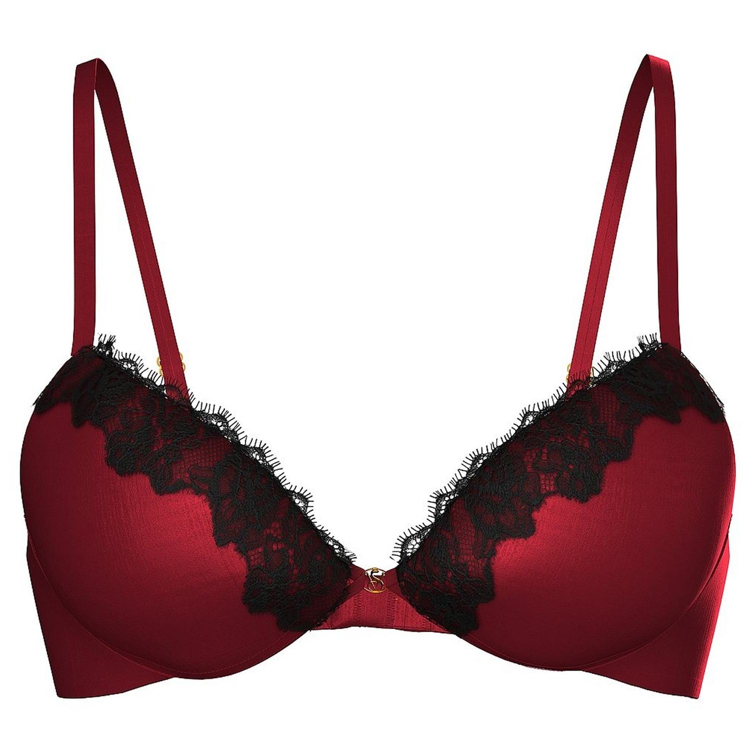 

Бюстгальтер Victoria's Secret Smooth Lace-Trim Push-Up, бордовый
