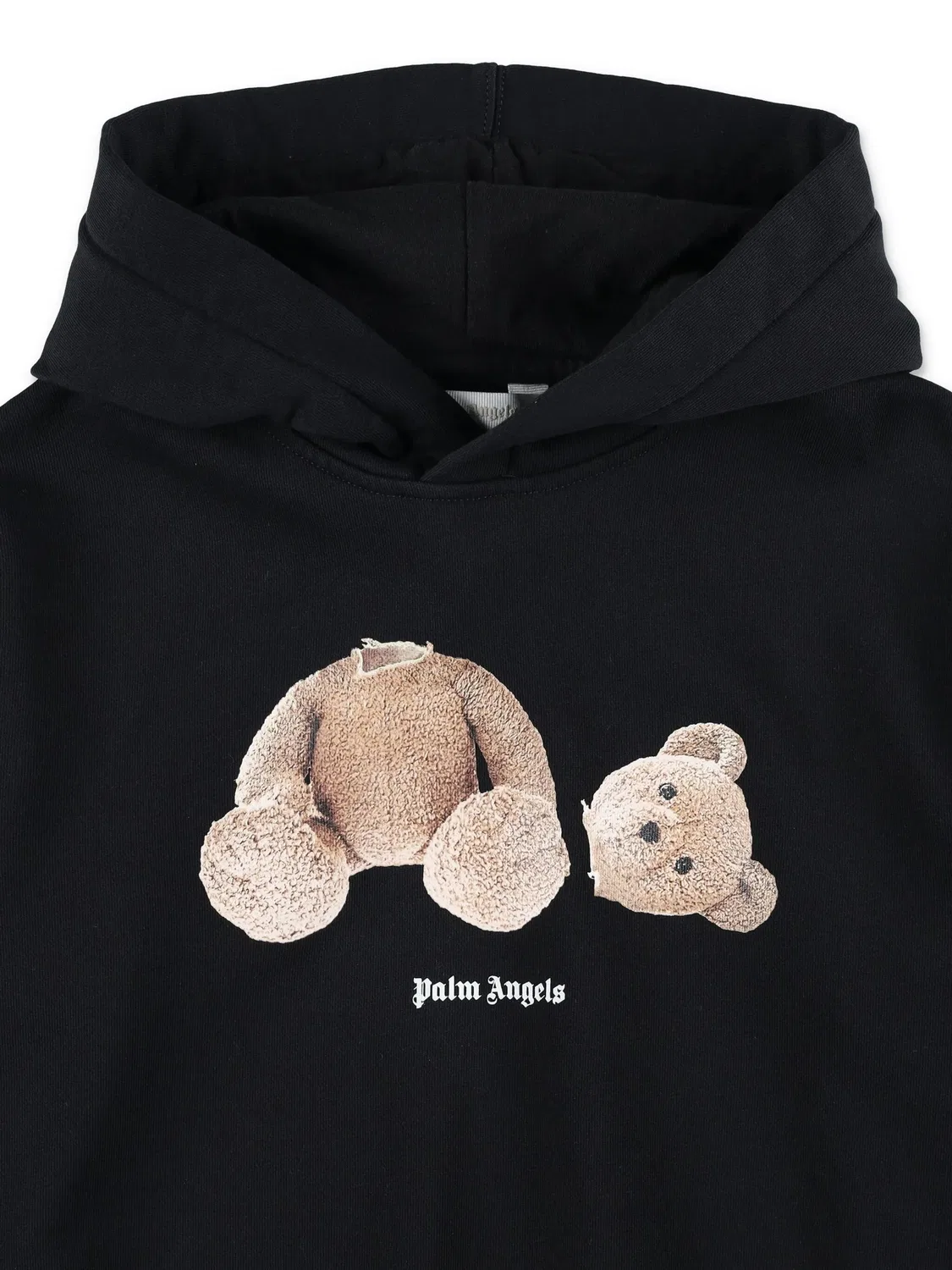 Худи с принтом медведя Kids Bear Printed Hoodie Palm Angels, Black/Brown — фото 3