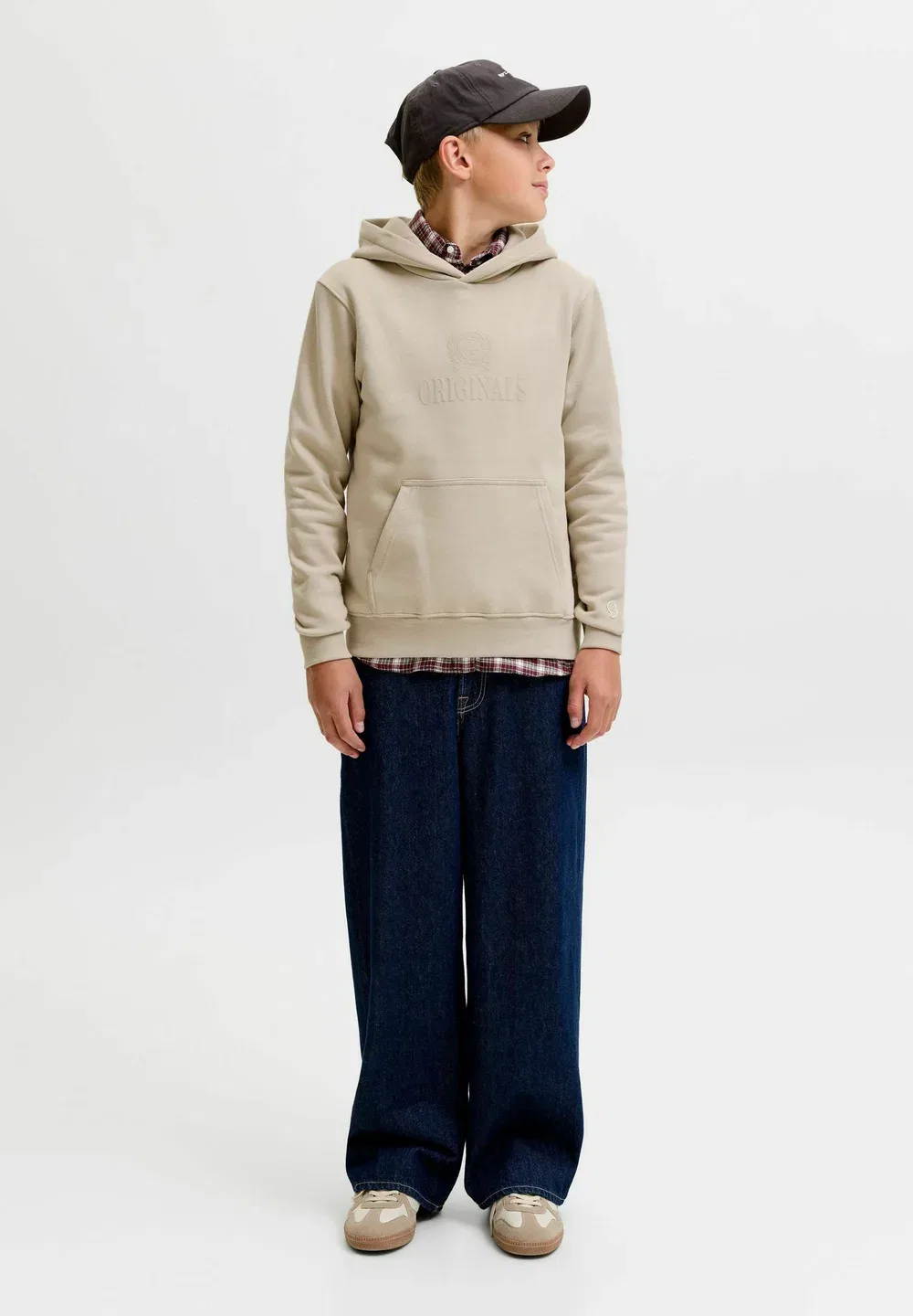 Худи с надписью, худи для подростков - худи Jack & Jones Junior, Feather Gray
