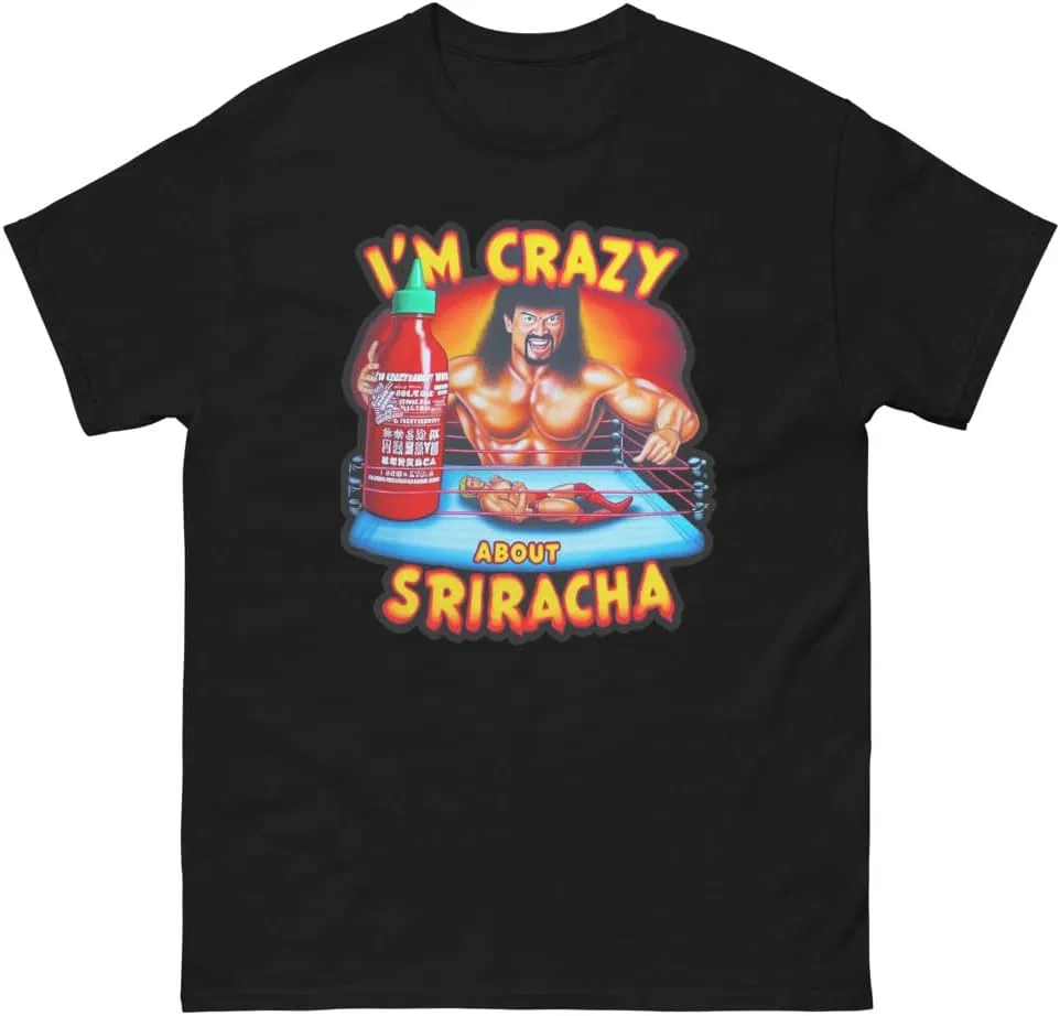 Мужская футболка с принтом Crazy About Sriracha, Black