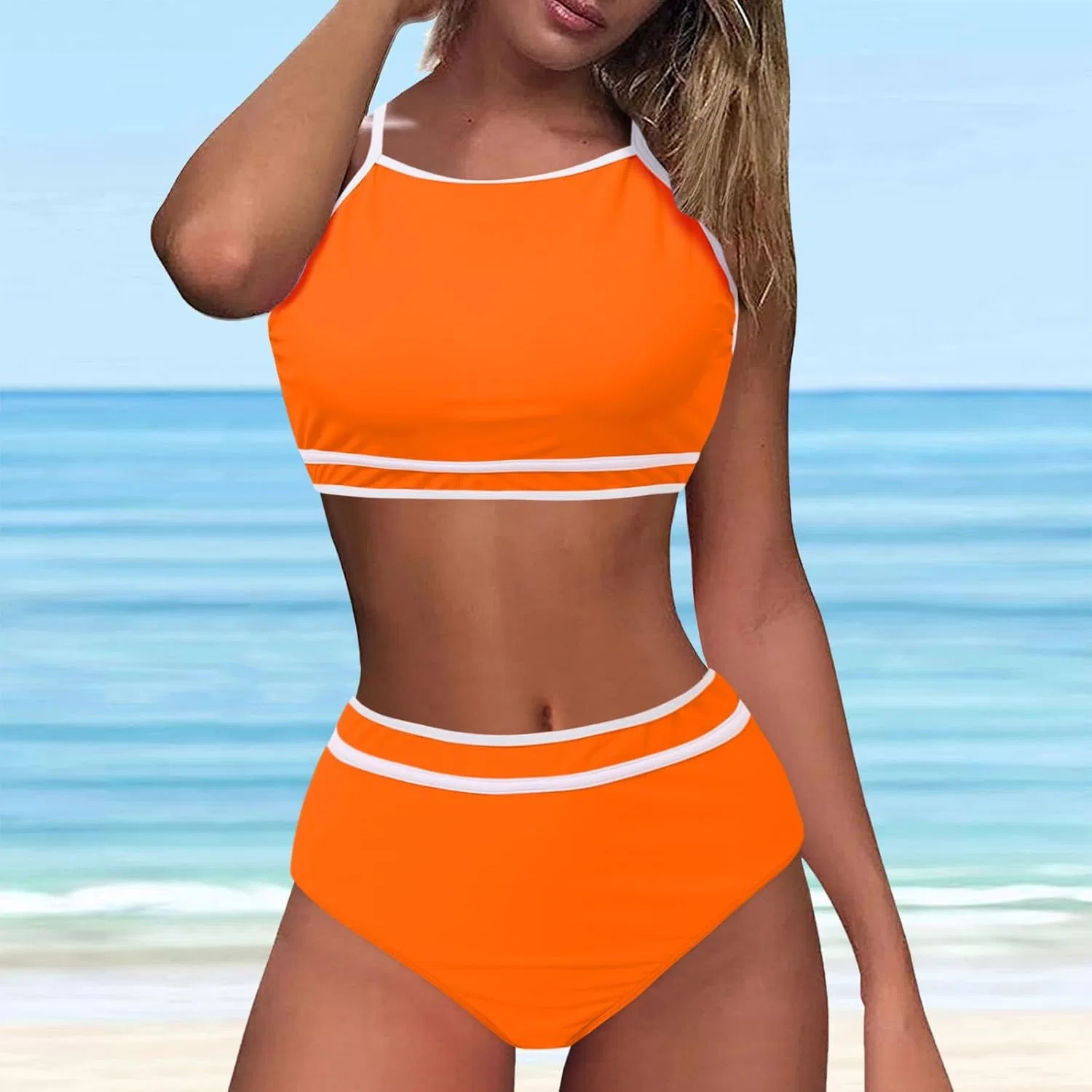 Женский двухкомпонентный купальник с эффектом пуш-ап Generic, Orange — фото 2