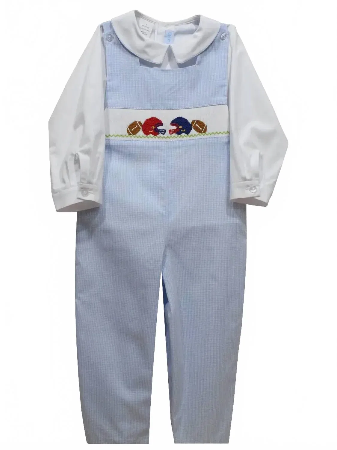 Детский комплект боди-комбинезон и рубашка с длинным рукавом с вышивкой Wine's Football Smocked Vive La Fete, синий — фото 2