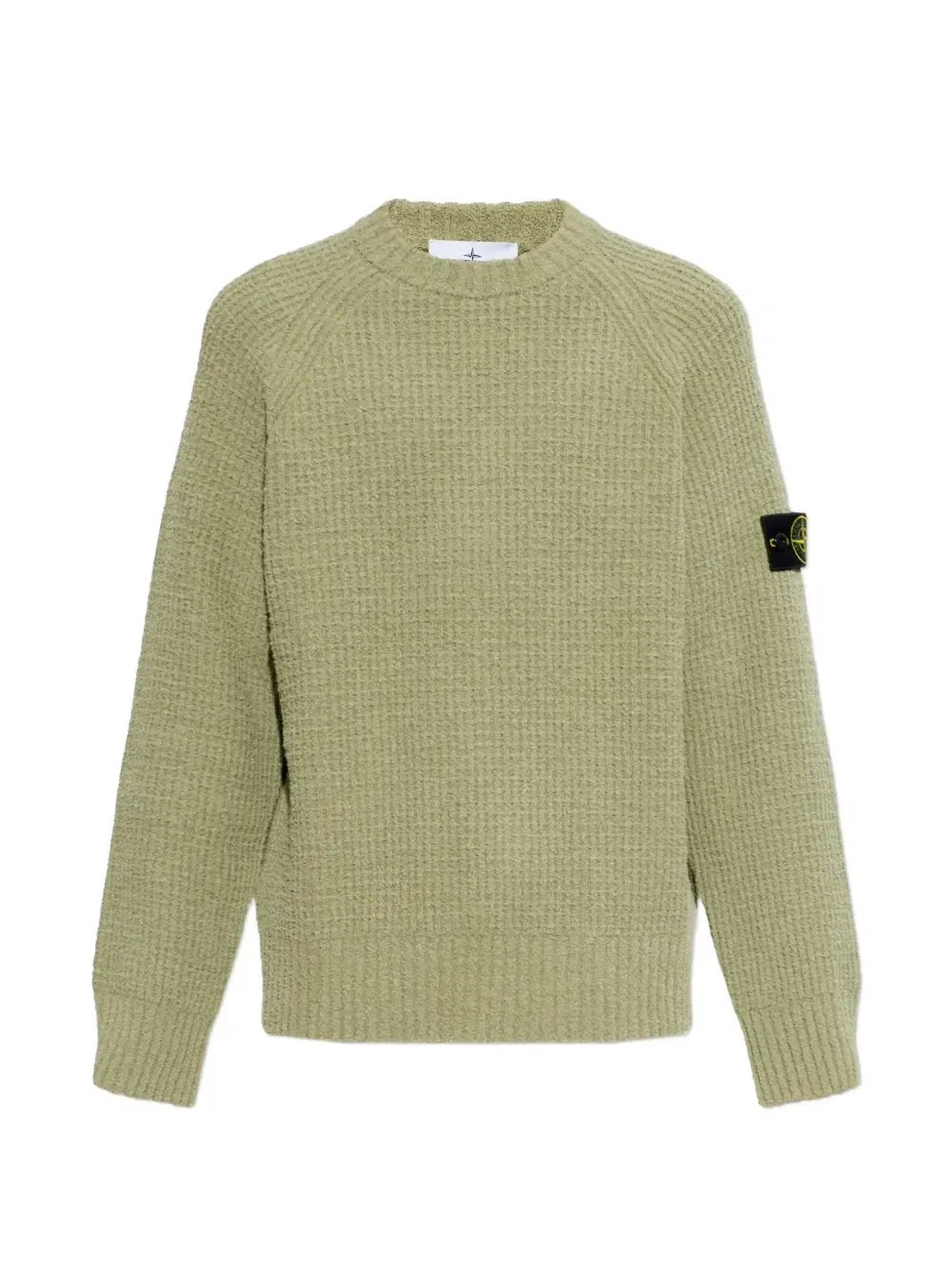 Свитер вафельной вязки с нашивкой-логотипом Stone Island, зеленый