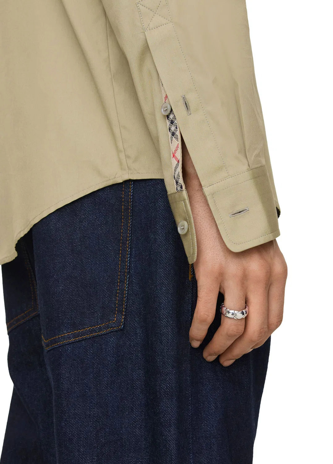 Рубашка Burberry Poplin Regular Fit, бежевая — фото 4