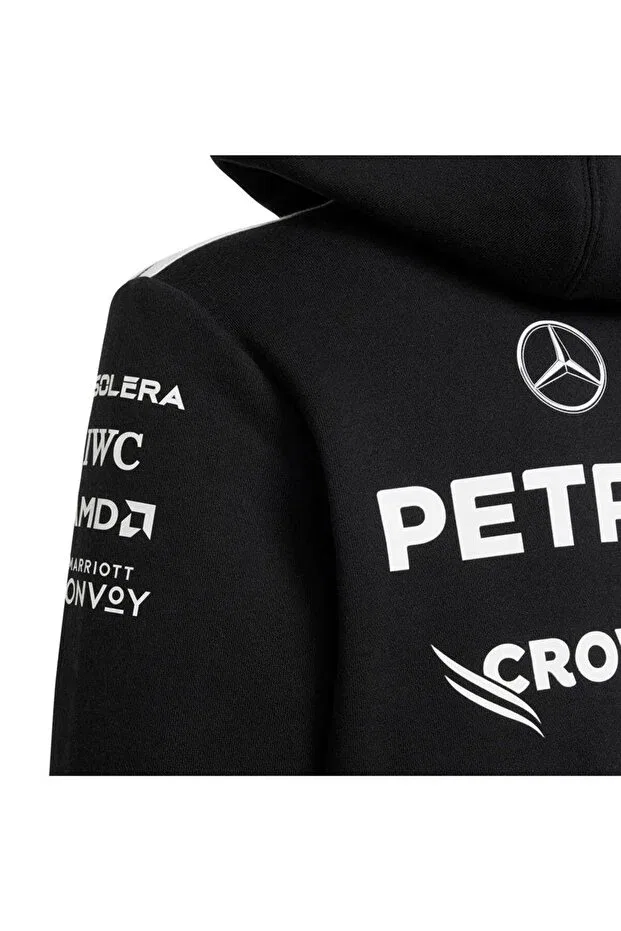 Детское худи для девочек с капюшоном Mercedes - amg petronas formula one team hood Adidas, Black / White — фото 4
