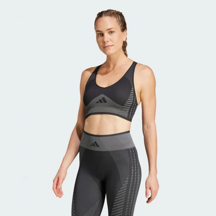 Женский спортивный бюстгальтер с легкой поддержкой Aeroknit Training Light Support adidas, Черный
