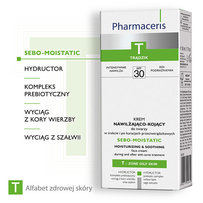 Крем для лица SPF30 PHARMACERIS T Sebo-Moistatic увлажняющий и успокаивающий для лица во время и после процедур — фото 4