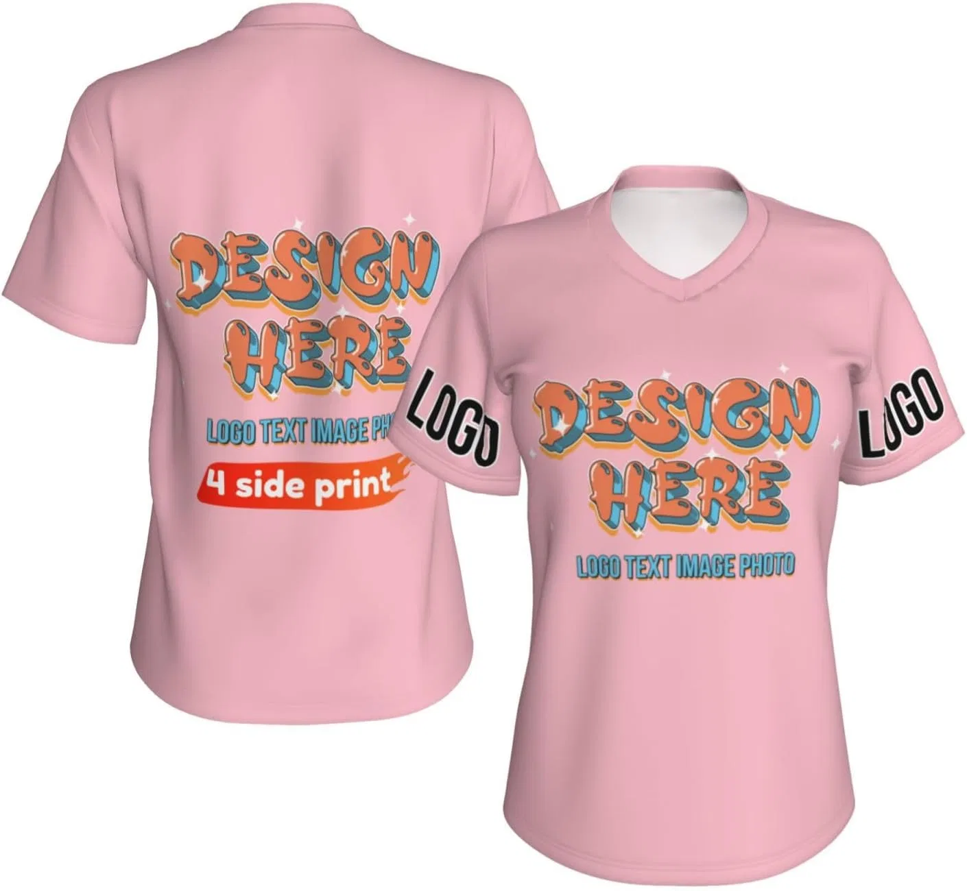 Женская футболка с V-образным вырезом Custom, Pink