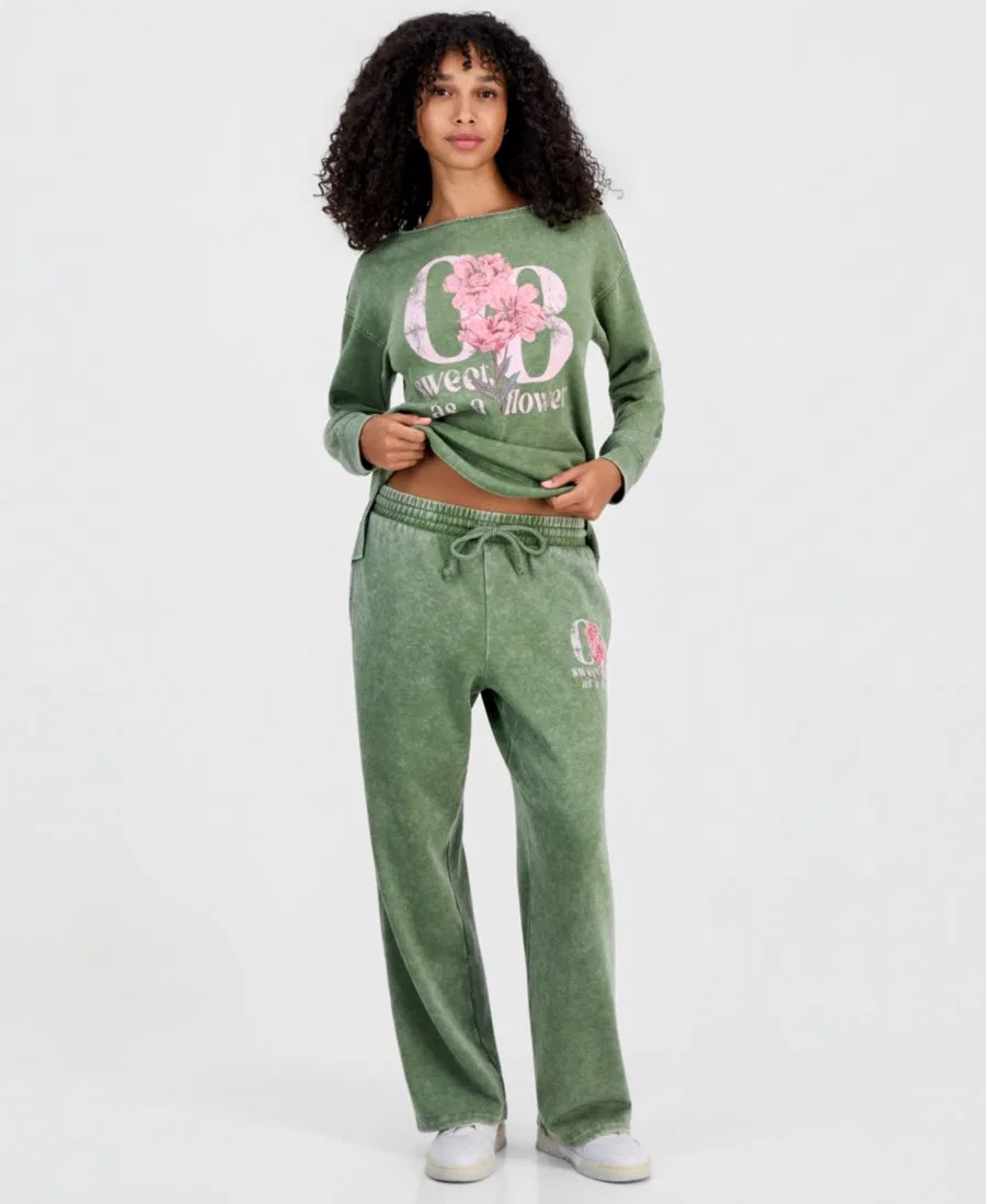 Флисовые спортивные брюки с принтом Sweet Flowers Rebellious One, Olivine