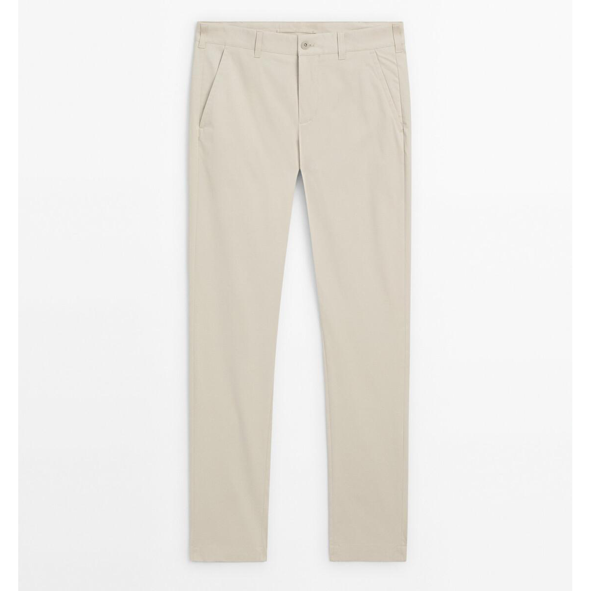 

Брюки Massimo Dutti Cotton blend slim fit, бежевый